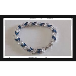 New~7.5 Ct. Marquise Cut Sim Diamond & Blue Sapphire Vine Design Tennis Bracelet